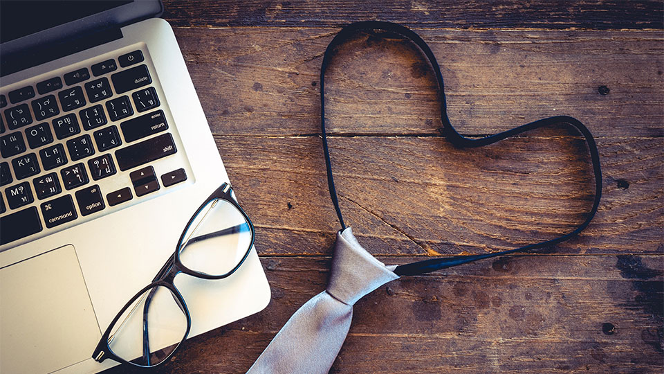 Laptop glasses and tie
