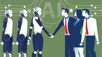 Robots and business people