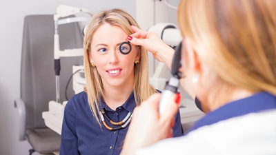 Lady having eye test