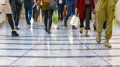 People walking inside a shopping centre