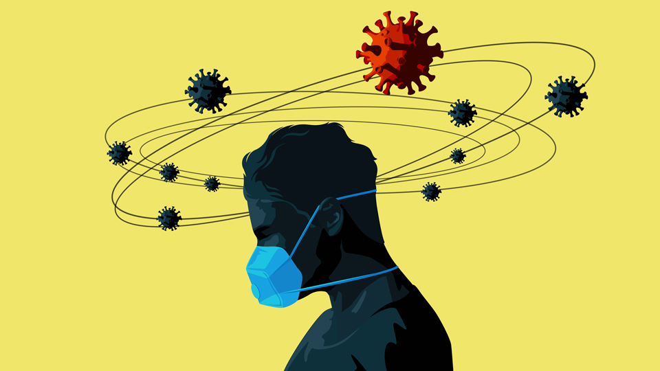 animation of man and face mask