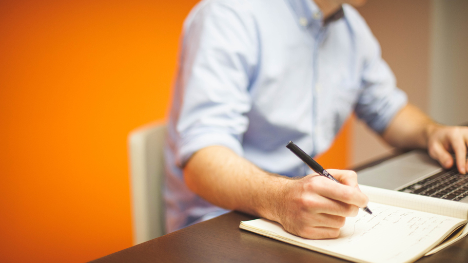 man writing