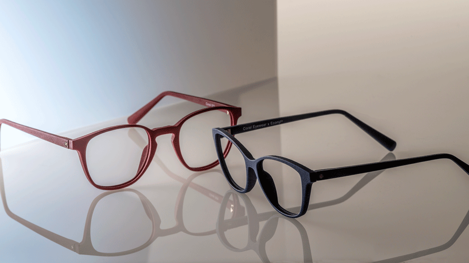 Coral Eyewear red and blue frames