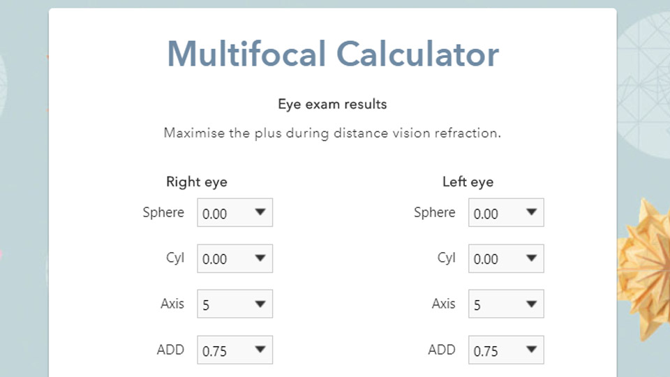 Menicon calculator 