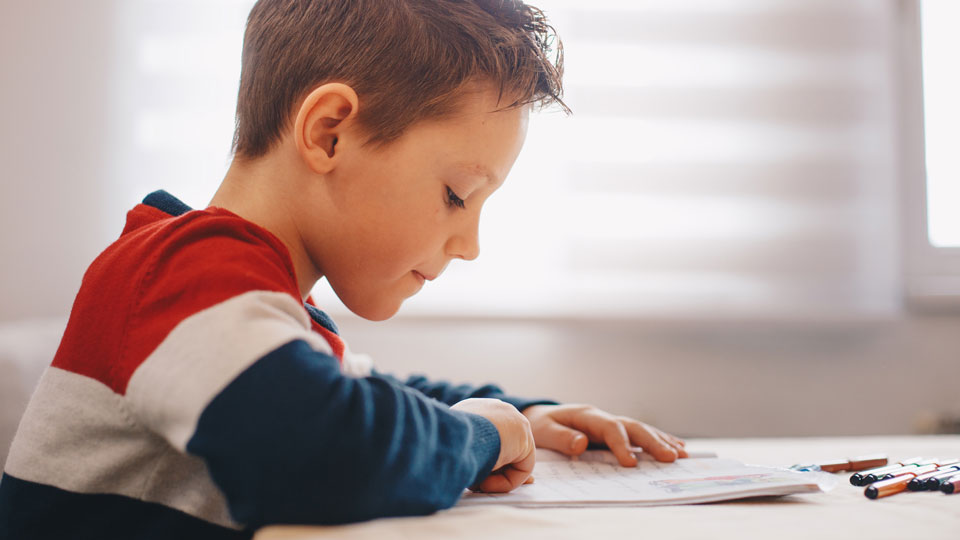 Young boy reading