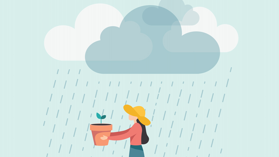standing under a rain cloud