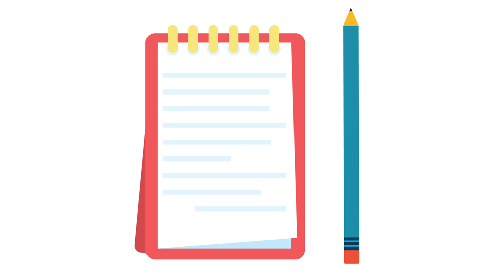pencil and notepad