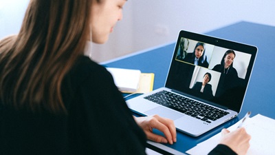 woman on video call