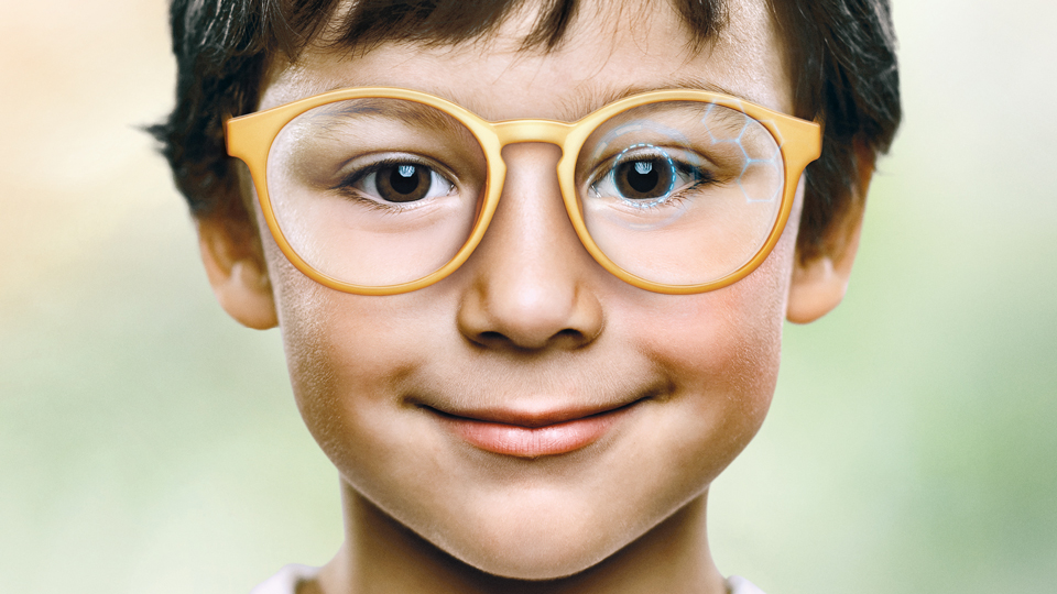 child wearing glasses