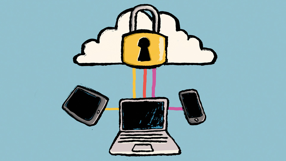 padlock and laptop