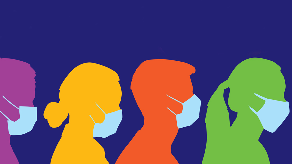 profile faces with masks