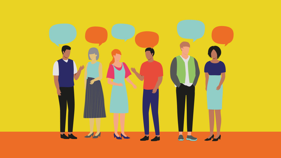 people with speech bubbles