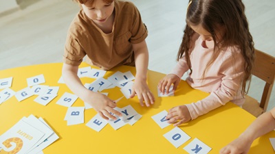 children playing cards
