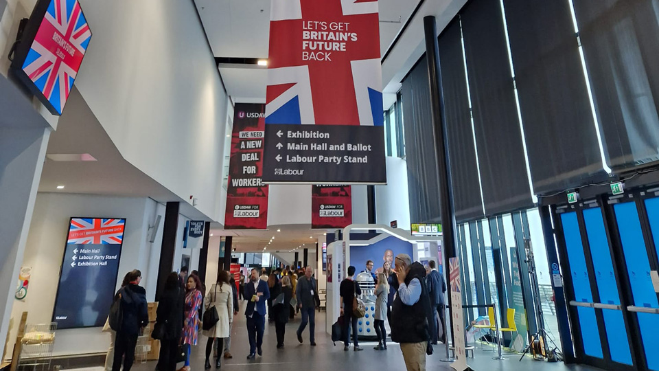 Labour party conference entrance. 