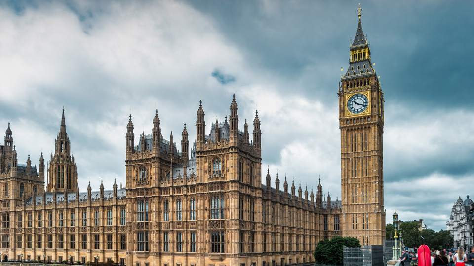 View of the Houses of Parliament in London
