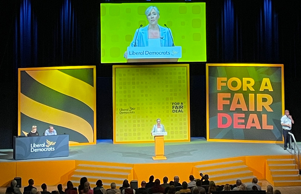 View of the stage at the liberal democrats party conference