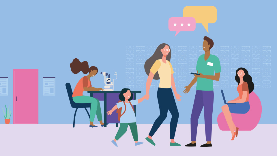 animation of a group of people in practice