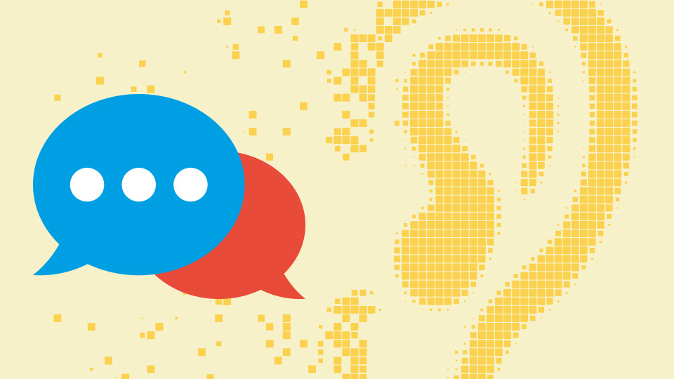ear and speech bubbles