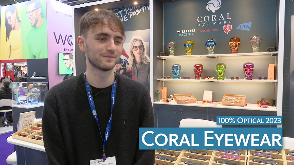 George Bailey, co-founder at Coral Eyewear, at 100% Optical event. 