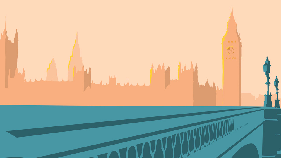 Drawing of the Houses of Parliament in London
