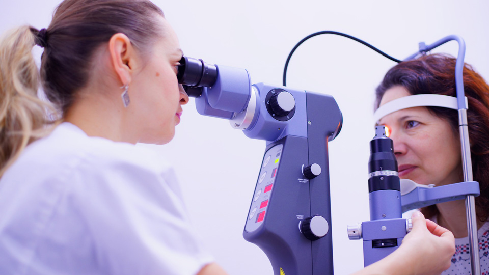 Eye care professional and patient