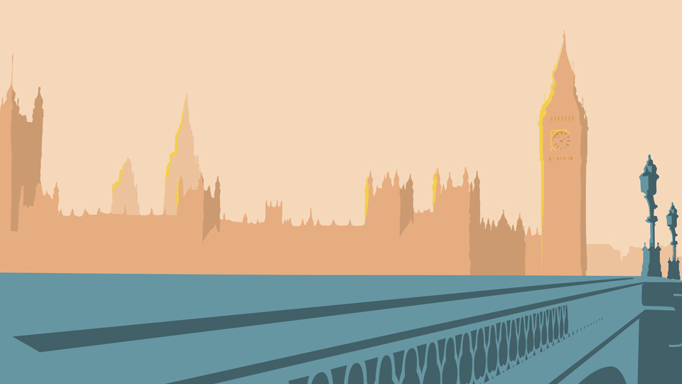 Drawing of the Houses of Parliament, London 