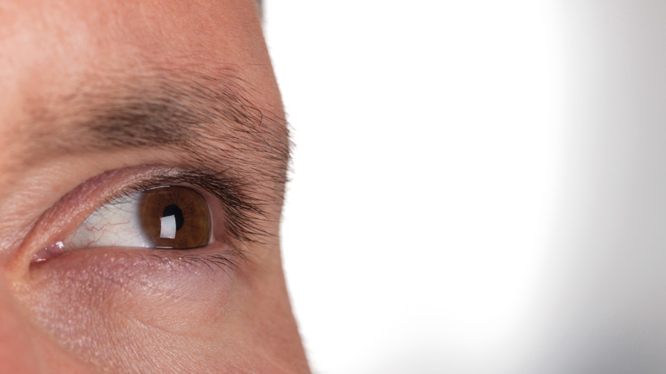 Close up of a brown eye looking to the side