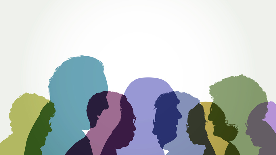 Overlapping silhouettes of elderly or old age people
