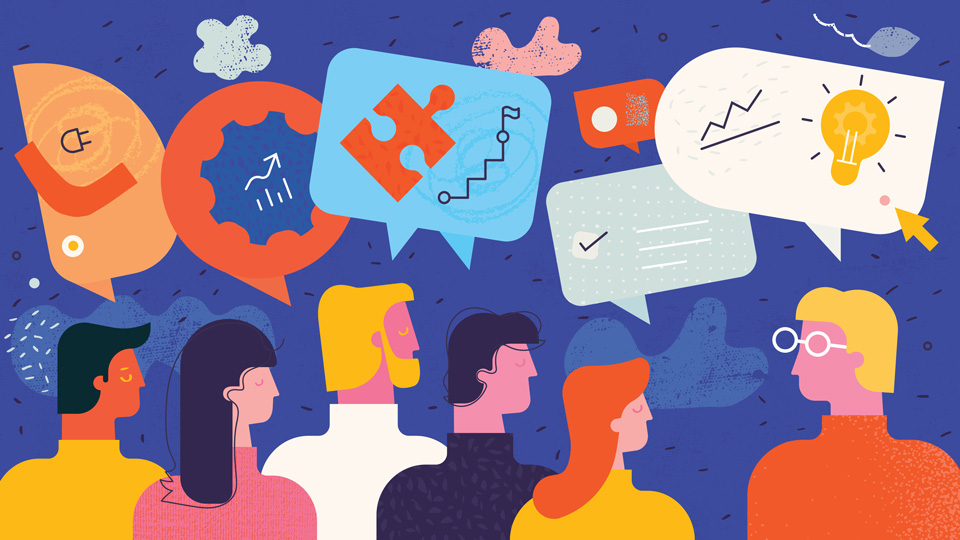 people and speech bubbles