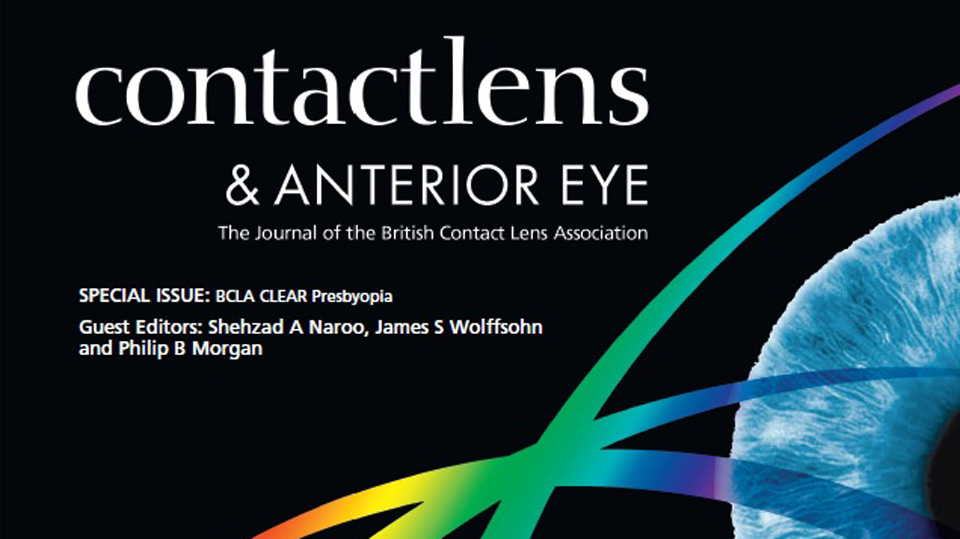 The cover of the Contact Lens and Anterior Eye journal featuring the BCLA CLEAR Presbyopia report