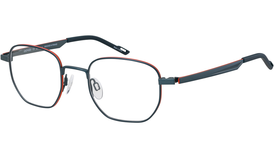 a pair of AB3346 frames. The frames are thin with a pop of red 