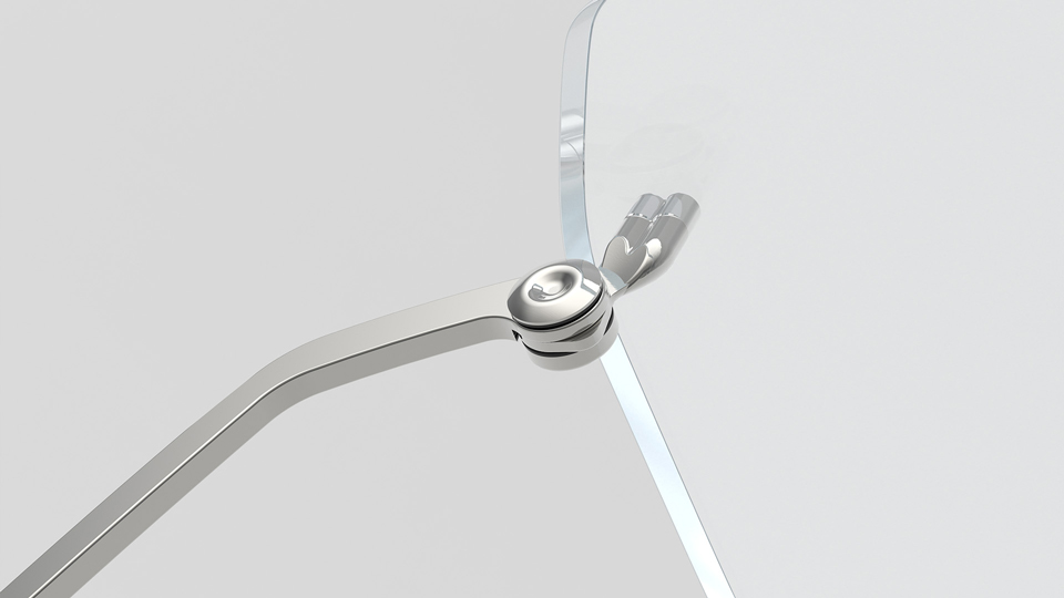 A close-up of the new Blackfin ‘Aero Loop’ which features a micro-hinge tucked behind the lens. The dual pins are designed to look like a ‘loop’ or infinity symbol. 