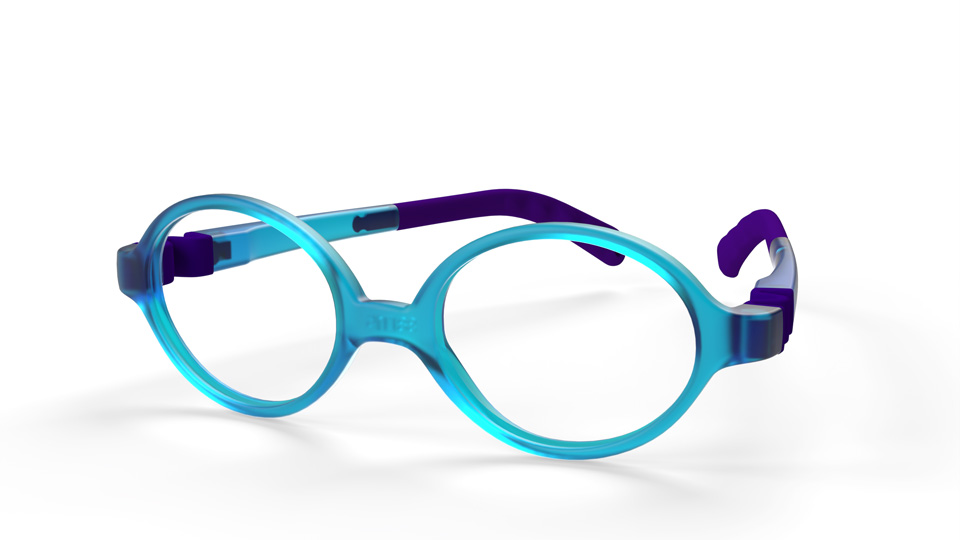 A small pair of circular front glasses in light and dark blue