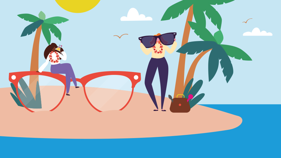 Two people on a desert island