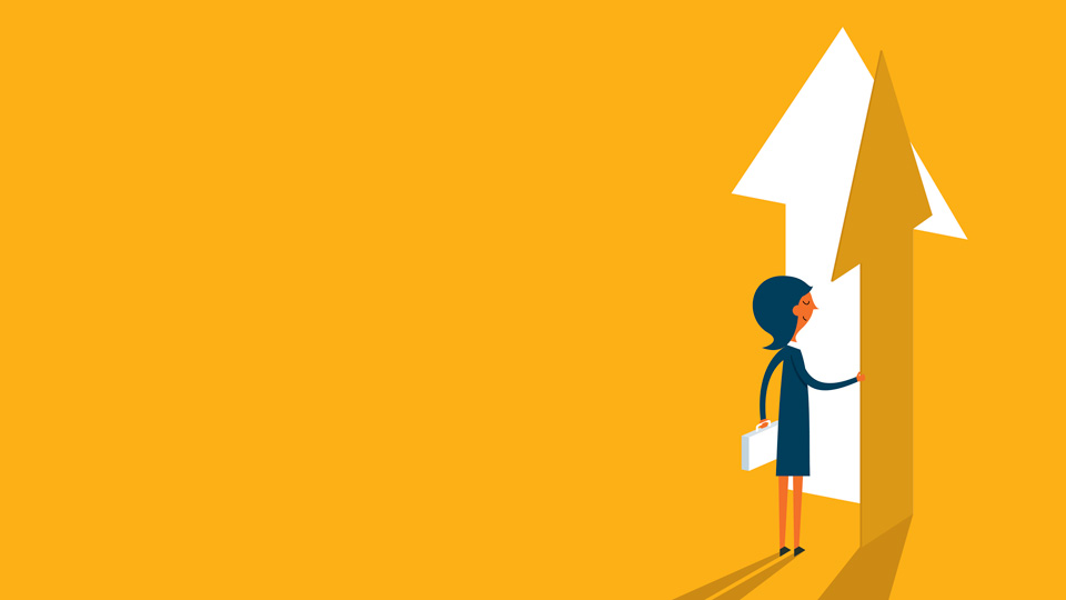 animation of a woman and an arrow