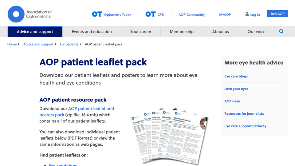 The AOP’s new patient leaflets