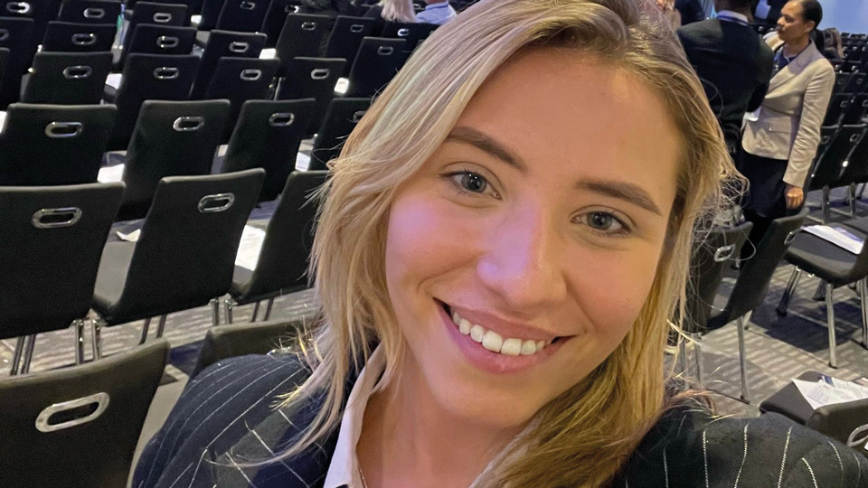 The AOP’s external affairs officer, Freya Stenton, poses at the NHS Confederation Primary Care Conference
