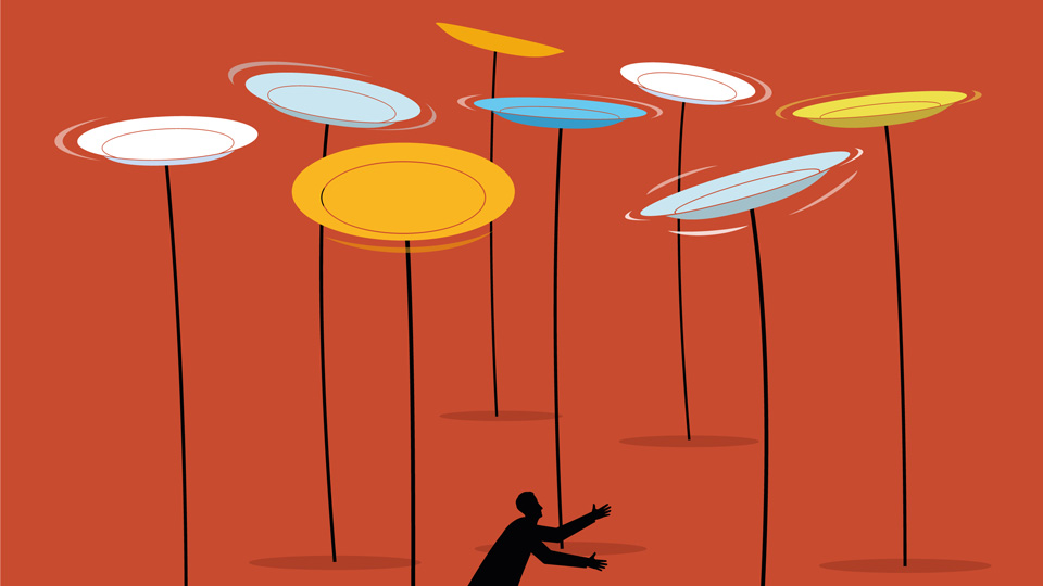 Illustration of plates spinning 