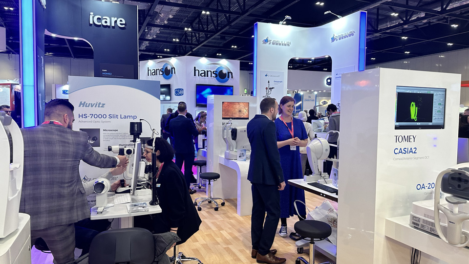 The Mainline Instruments stand at 100% Optical is busy with delegates and team members demonstrating equipment