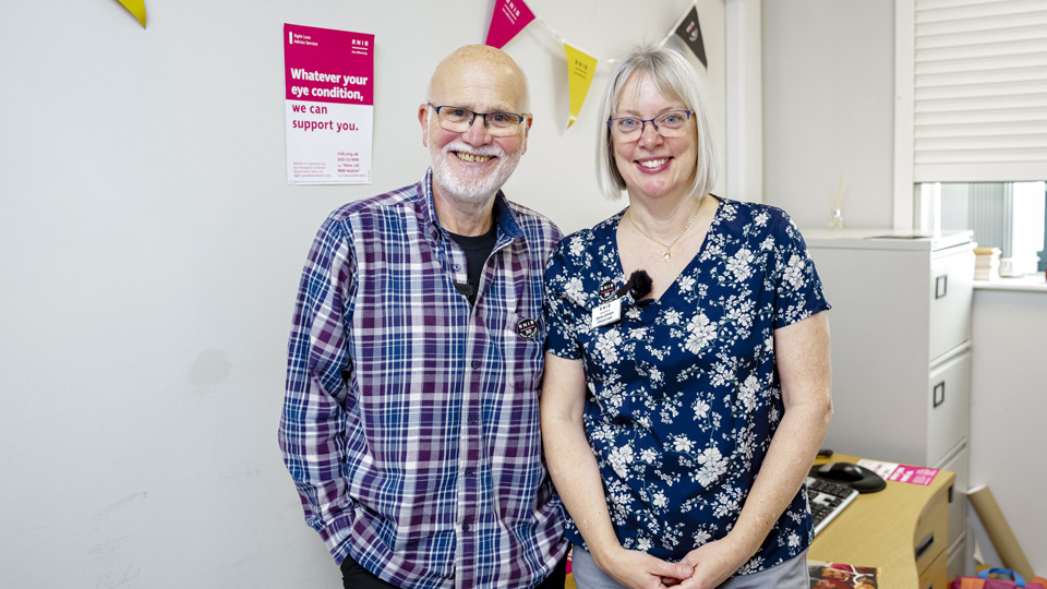 Kevin Hewish stood with RNIB