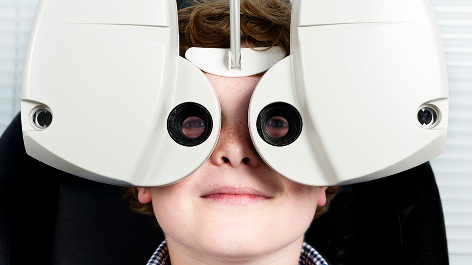 Boy having a sight test