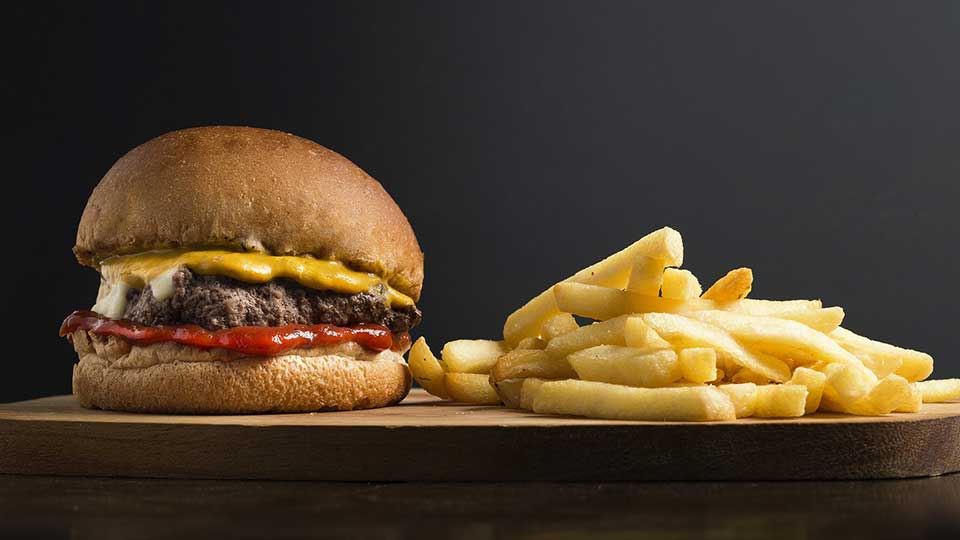 Burger and chips