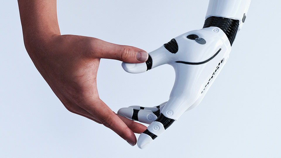 Human and robot hand
