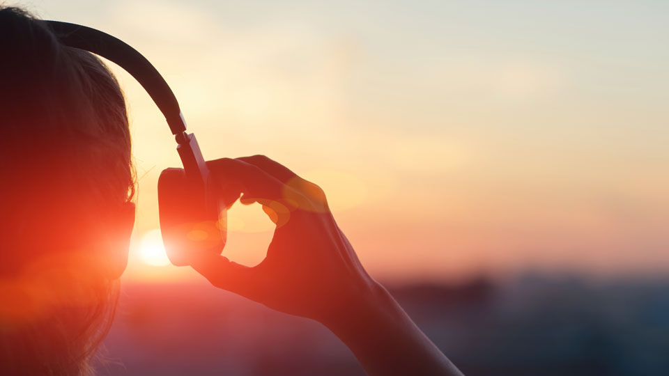 Lady with headphones