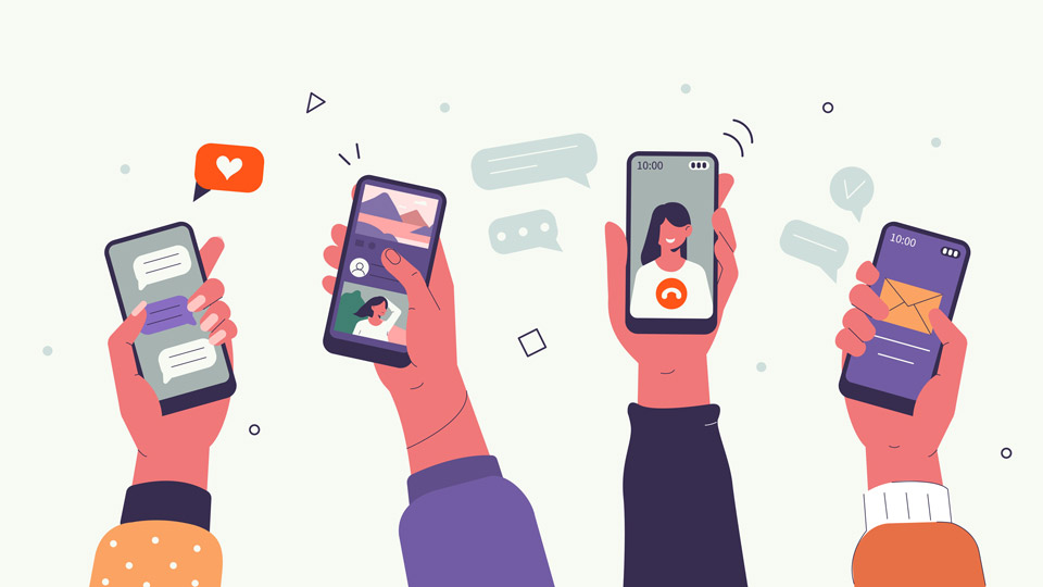 hands holding phones