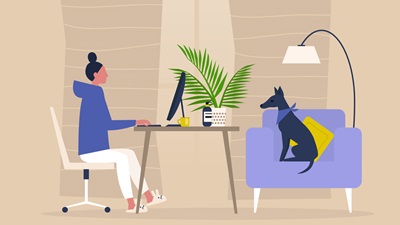 working from home animation