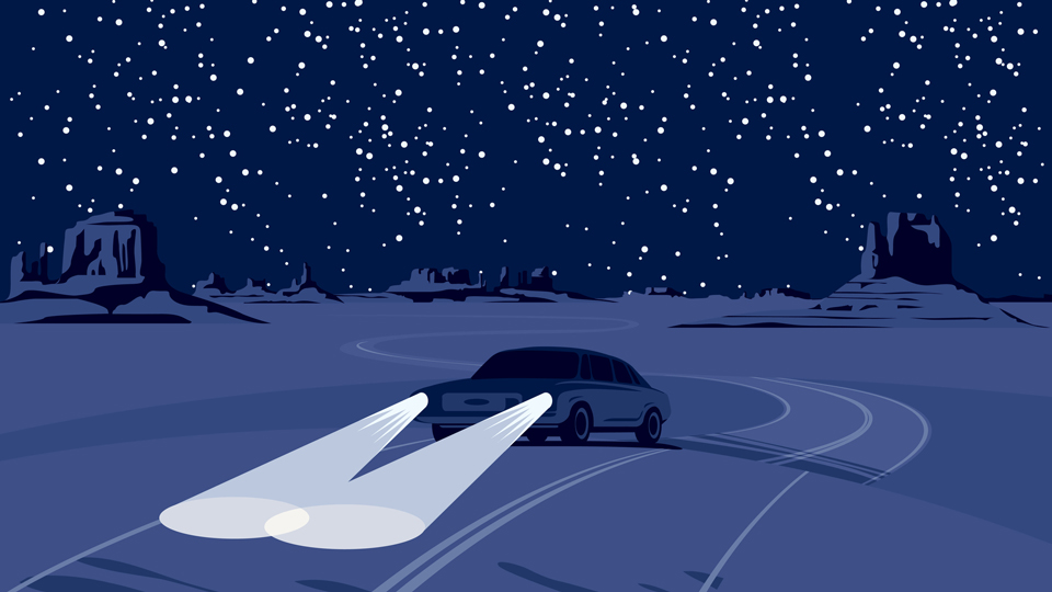 car driving at night