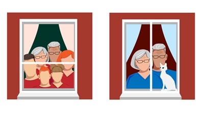 family in window