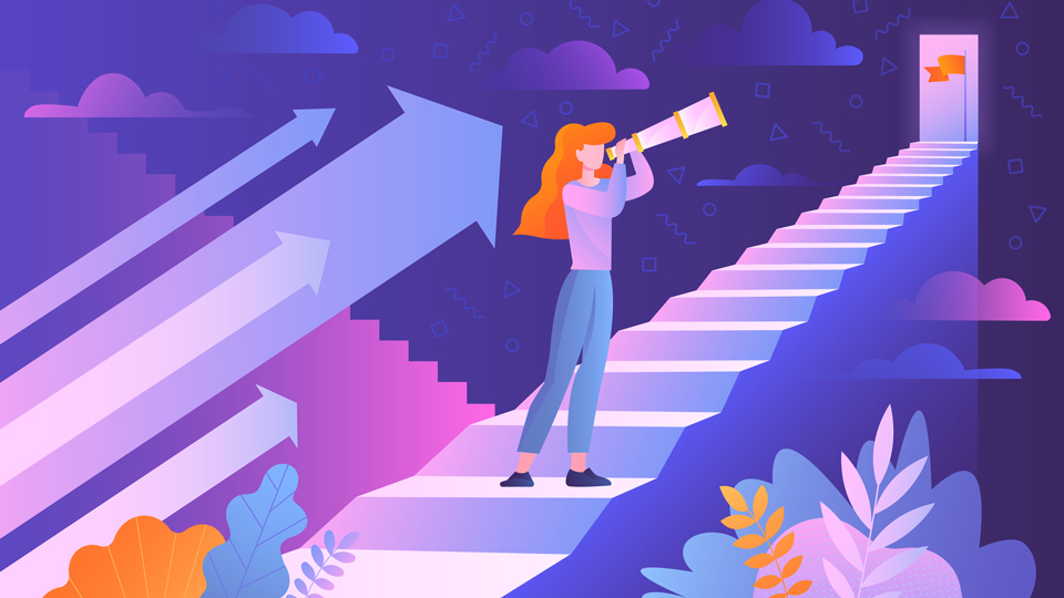 woman with telescope