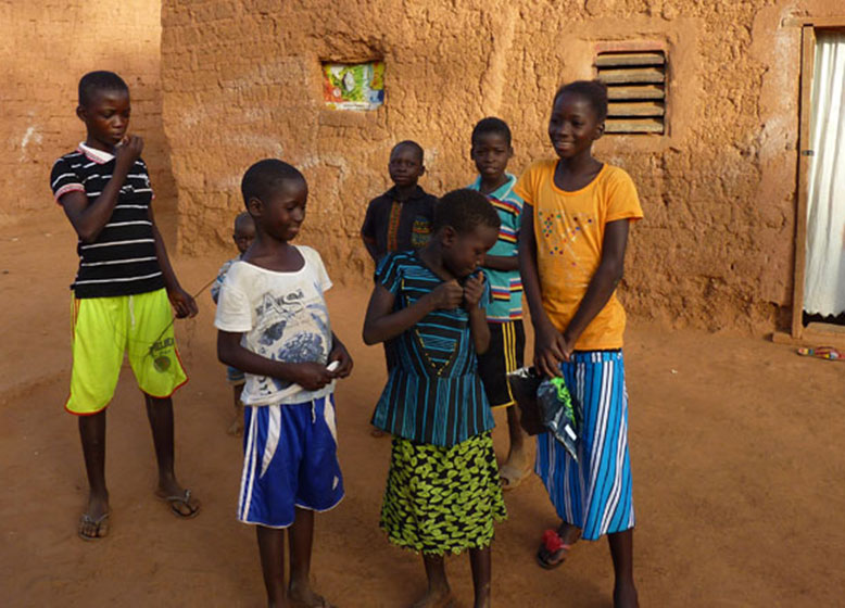 Children outside the eye clinic in Burkino Faso